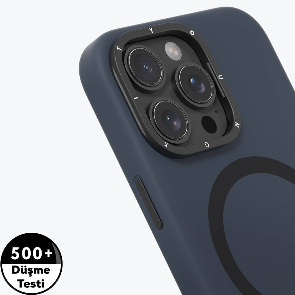 Apple iPhone 16 Pro Kılıf M-safe Şarj Özellikli Kamera Standlı Youngkit Bitty Cream Kapak Siyah