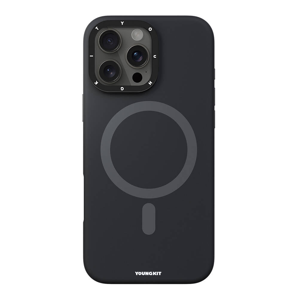 Apple iPhone 16 Pro Kılıf M-safe Şarj Özellikli Kamera Standlı Youngkit Bitty Cream Kapak Mavi