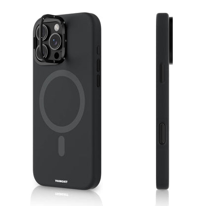 Apple iPhone 16 Pro Kılıf M-safe Şarj Özellikli Kamera Standlı Youngkit Bitty Cream Kapak Siyah