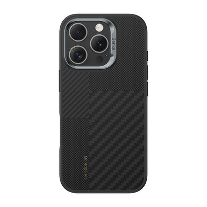 Apple iPhone 16 Pro Kılıf M-safe Şarj Özellikli Karbon Fiber Benks Montage Hybrid ArmorPro Kevlar Kapak Siyah