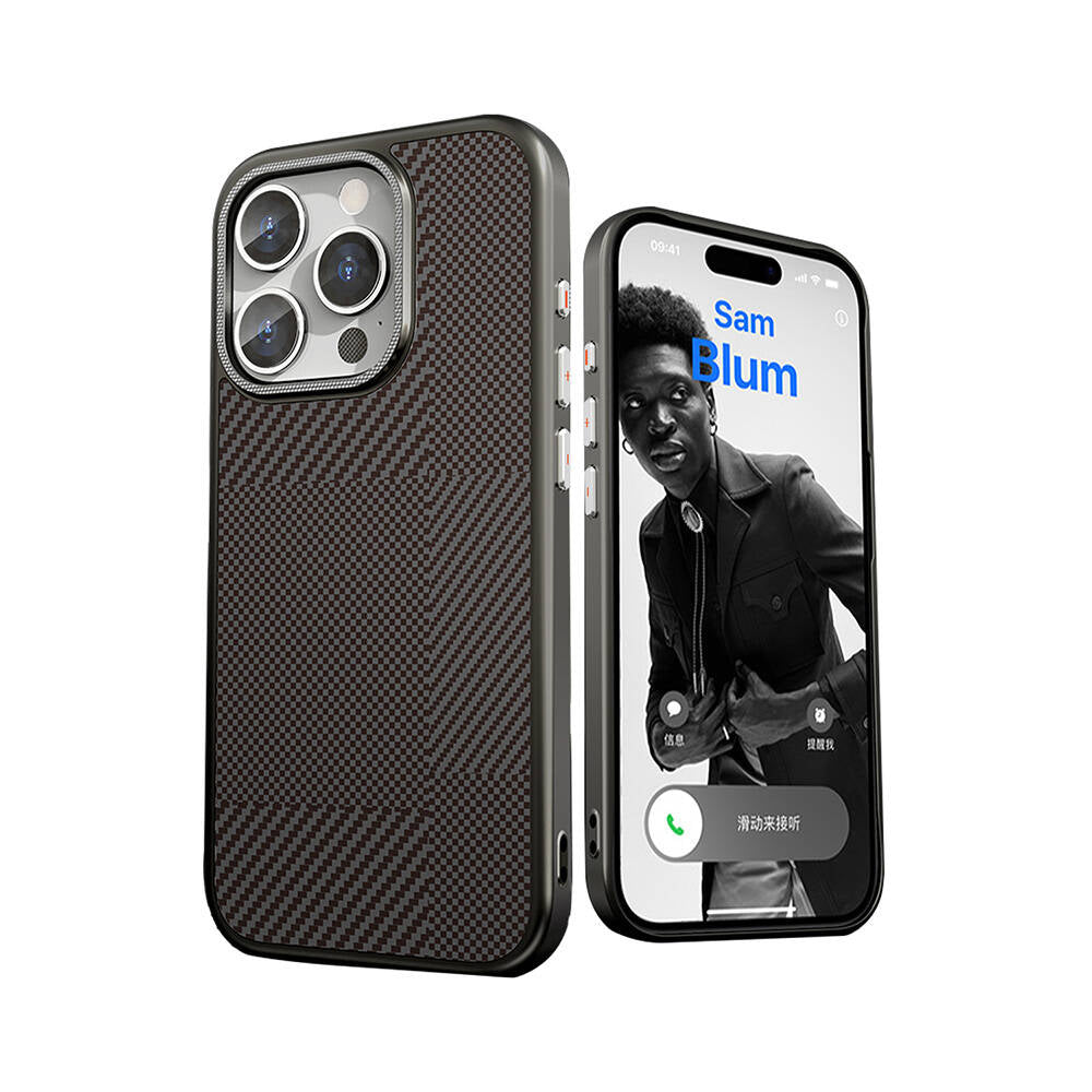 Apple iPhone 16 Pro Kılıf M-safe Şarj Özellikli Karbon Fiber Desenli Mutural Montage Kapak