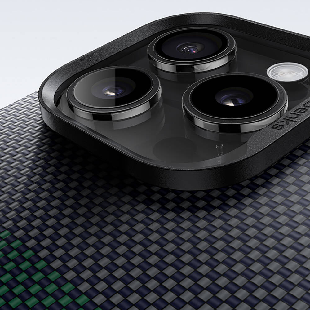 Apple iPhone 16 Pro Kılıf M-safe Şarj Özellikli Karbon Fiber Tasarımlı Benks Aurora ArmorAir Kevlar Kapak Siyah