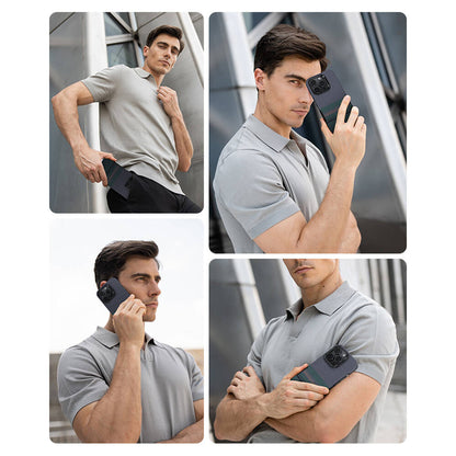 Apple iPhone 16 Pro Kılıf M-safe Şarj Özellikli Karbon Fiber Tasarımlı Benks Aurora ArmorPro Kevlar Kapak Siyah