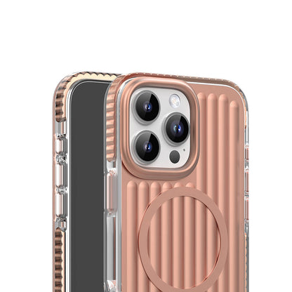 Apple iPhone 16 Pro Kılıf M-safe Şarj Özellikli Oyuklu Tasarım Mutural Bumpy Clear Kapak Gümüş