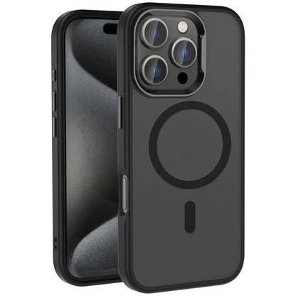Apple iPhone 16 Pro Kılıf M-safe Şarj Özellikli Parlak Kamera Çerçeveli Zore Kost Kapak