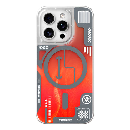 Apple iPhone 16 Pro Kılıf M-safe Şarj Özellikli Parlak Kumlu Sıvılı Tasarımlı Galaxy Fantasy Serisi Kapak Yeşil