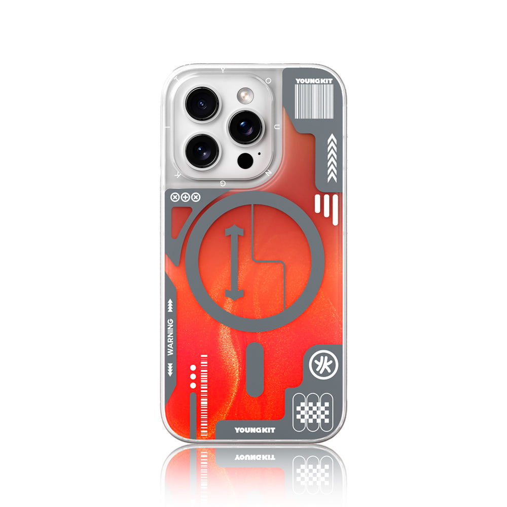 Apple iPhone 16 Pro Kılıf M-safe Şarj Özellikli Parlak Kumlu Sıvılı Tasarımlı Galaxy Fantasy Serisi Kapak Yeşil