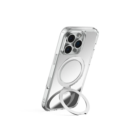 Apple iPhone 16 Pro Kılıf M-safe Şarj Özellikli Raptic Air Stand Serisi Aynalı Arka Yüzey Standlı Kapak Gri