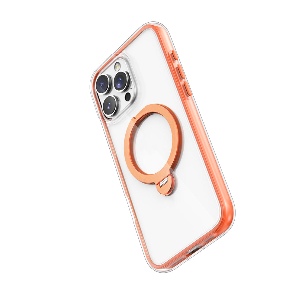 Apple iPhone 16 Pro Kılıf M-safe Şarj Özellikli Raptic AirJoy Serisi 360 Derece Dönebilen Standlı Kapak Siyah-Gri