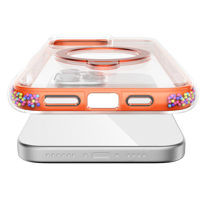 Apple iPhone 16 Pro Kılıf M-safe Şarj Özellikli Raptic AirJoy Serisi Boncuk Tasarımlı 360 Derece Dönebilen Standlı Kapak Siyah-Gri