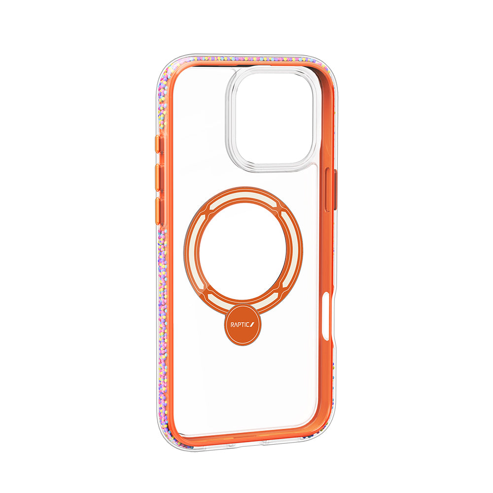 Apple iPhone 16 Pro Kılıf M-safe Şarj Özellikli Raptic AirJoy Serisi Boncuk Tasarımlı 360 Derece Dönebilen Standlı Kapak Siyah-Gri