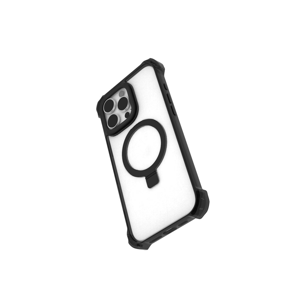 Apple iPhone 16 Pro Kılıf M-safe Şarj Özellikli Raptic Dual Serisi Şeffaf Standlı Kapak Siyah