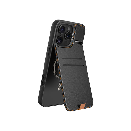 Apple iPhone 16 Pro Kılıf M-safe Şarj Özellikli Raptic Slim Wallet Serisi Deri Görünümlü Kartlıklı Standlı Kapak