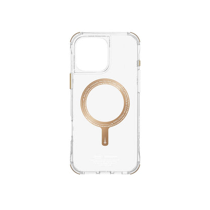 Apple iPhone 16 Pro Kılıf M-safe Şarj Özellikli Şeffaf Airbag Tasarımlı Skinarma Saido Prime Kapak Gold