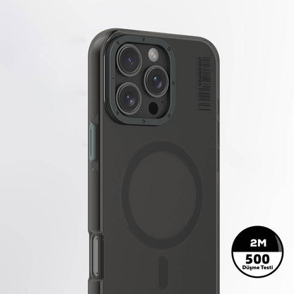 Apple iPhone 16 Pro Kılıf M-safe Şarj Özellikli Şeffaf Youngkit Crystal Shield Serisi Kapak Siyah