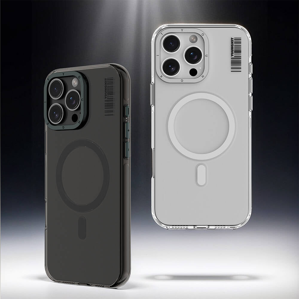 Apple iPhone 16 Pro Kılıf M-safe Şarj Özellikli Şeffaf Youngkit Crystal Shield Serisi Kapak Siyah