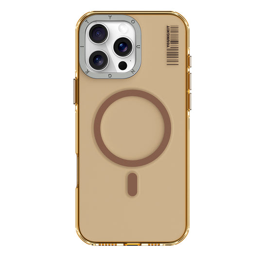 Apple iPhone 16 Pro Kılıf M-safe Şarj Özellikli Şeffaf Youngkit Crystal Shield Serisi Kapak Gold