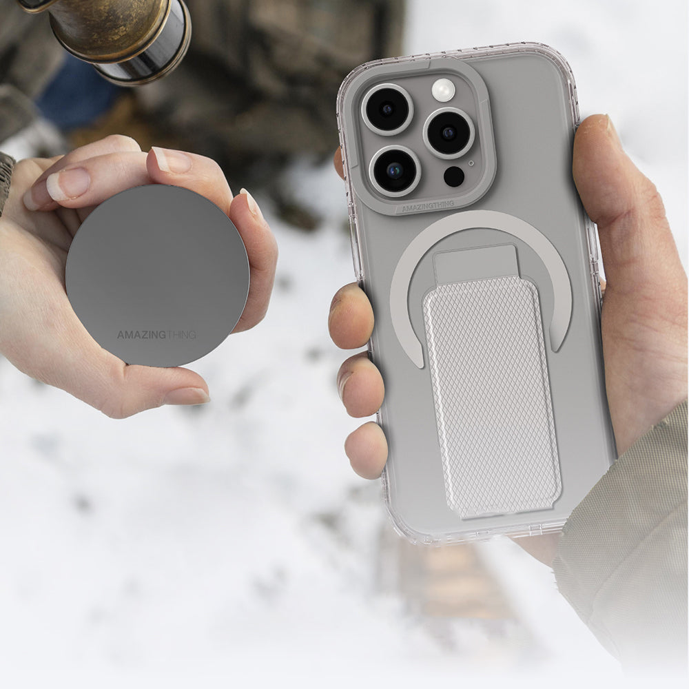 Apple iPhone 16 Pro Kılıf M-safe Şarj Özellikli Standlı Amazingthing Titan Pro Plus Kapak Siyah