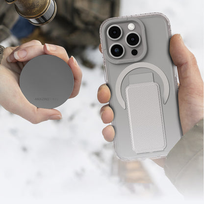 Apple iPhone 16 Pro Kılıf M-safe Şarj Özellikli Standlı Amazingthing Titan Pro Plus Kapak Gri