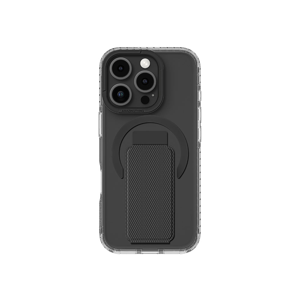 Apple iPhone 16 Pro Kılıf M-safe Şarj Özellikli Standlı Amazingthing Titan Pro Plus Kapak Siyah