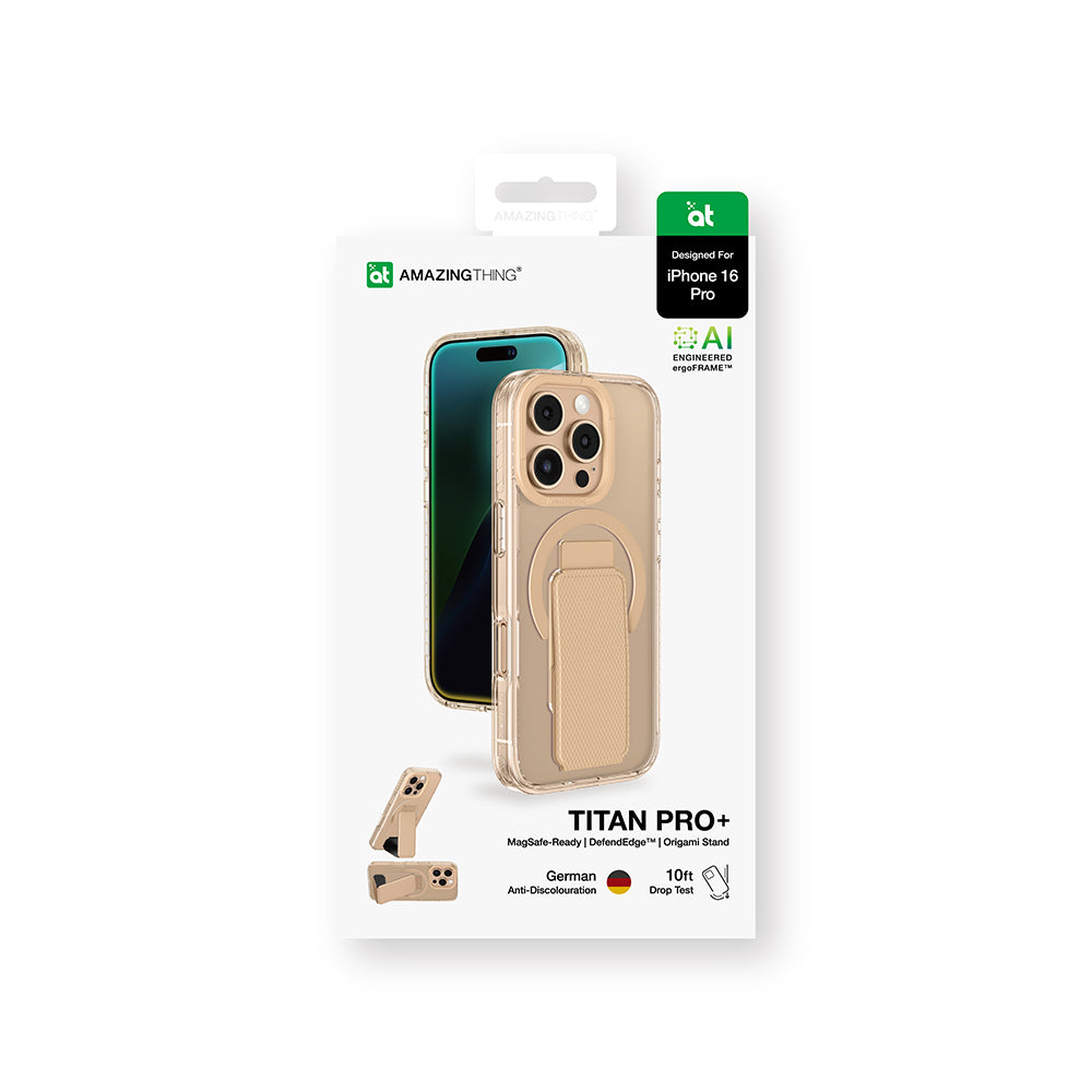 Apple iPhone 16 Pro Kılıf M-safe Şarj Özellikli Standlı Amazingthing Titan Pro Plus Kapak Rose Gold