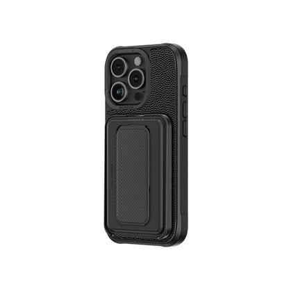 Apple iPhone 16 Pro Kılıf M-safe Şarj Özellikli Standlı Kartlıklı Set Amazingthing Glamour Luxe Serisi Kapak Siyah