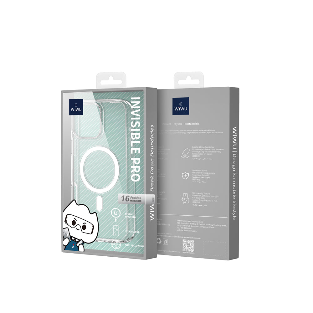 Apple iPhone 16 Pro Kılıf M-safe Şarj Özellikli Wiwu YXK-207 Invisible Pro Sert PC Kapak Şeffaf