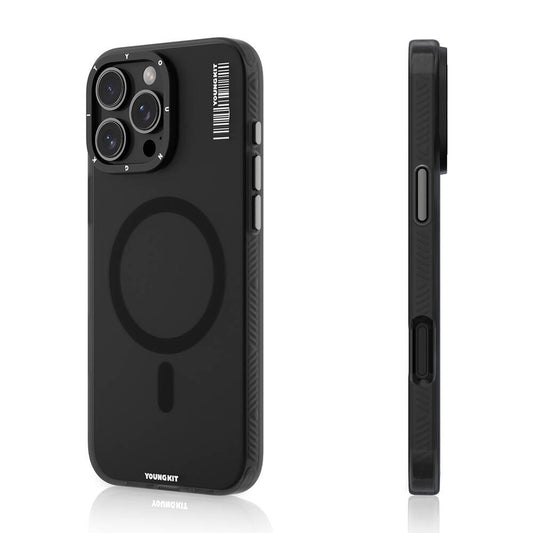 Apple iPhone 16 Pro Kılıf M-safe Şarj Özellikli Youngkit Hidden Sand Serisi Kapak Siyah