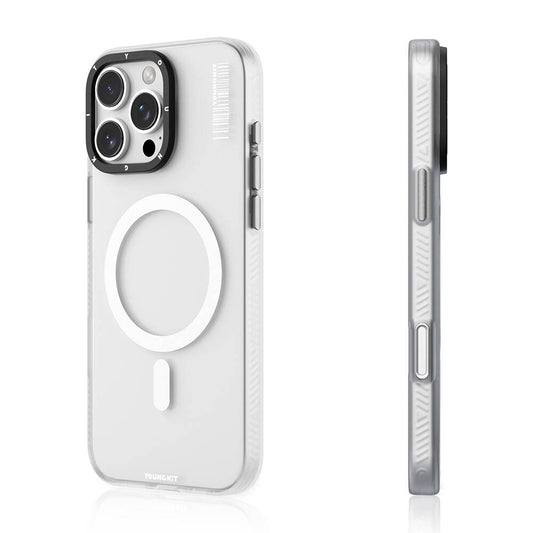 Apple iPhone 16 Pro Kılıf M-safe Şarj Özellikli Youngkit Hidden Sand Serisi Kapak Beyaz