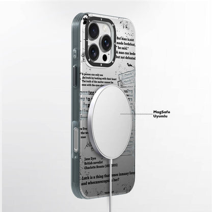 Apple iPhone 16 Pro Kılıf M-safe Şarj Özellikli Youngkit Literary Serisi Classic Kapak Gri