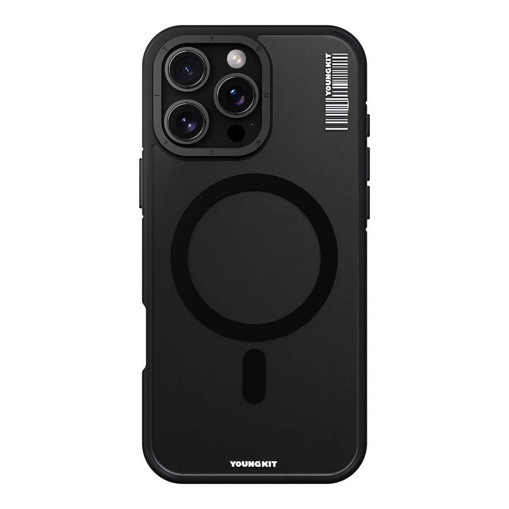 Apple iPhone 16 Pro Kılıf M-safe Şarj Özellikli Youngkit Rock Sand Serisi Kapak Gri