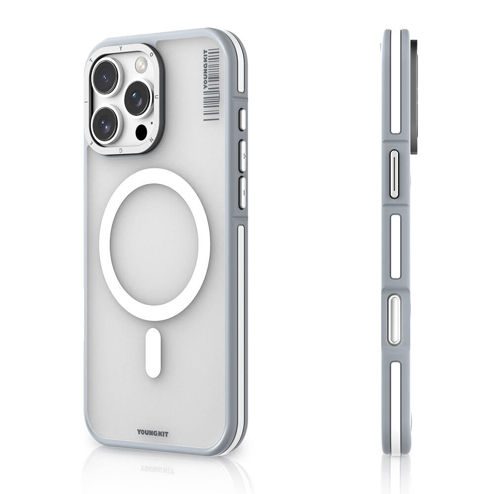 Apple iPhone 16 Pro Kılıf M-safe Şarj Özellikli Youngkit Rock Sand Serisi Kapak Mavi