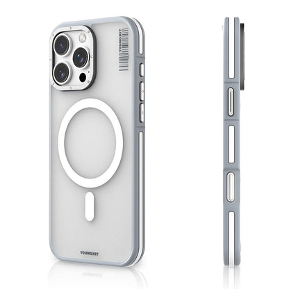 Apple iPhone 16 Pro Kılıf M-safe Şarj Özellikli Youngkit Rock Sand Serisi Kapak Mavi