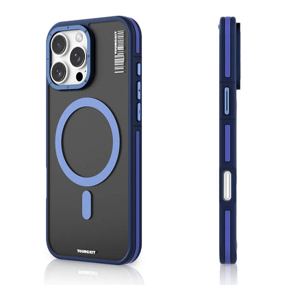 Apple iPhone 16 Pro Kılıf M-safe Şarj Özellikli Youngkit Rock Sand Serisi Kapak Gri