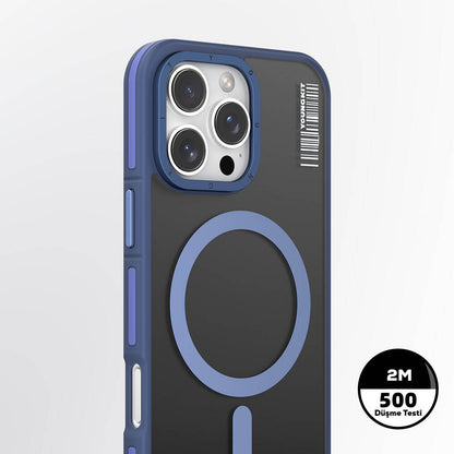 Apple iPhone 16 Pro Kılıf M-safe Şarj Özellikli Youngkit Rock Sand Serisi Kapak Siyah