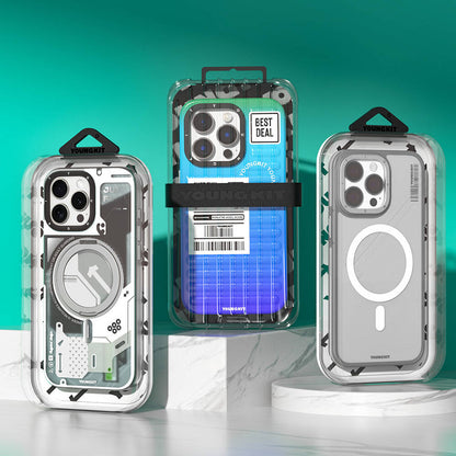 Apple iPhone 16 Pro Kılıf M-safe Şarj Özellikli Youngkit Rock Sand Serisi Kapak Gri