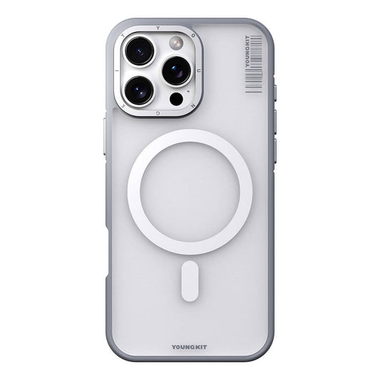 Apple iPhone 16 Pro Kılıf M-safe Şarj Özellikli Youngkit Rock Sand Serisi Kapak Gri