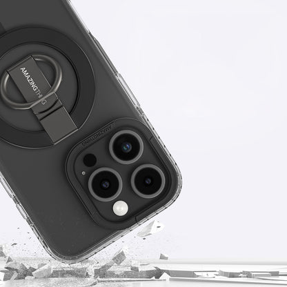 Apple iPhone 16 Pro Kılıf M-safe Şarj Özellikli Yüzük Standlı Amazingthing Titan Pro Serisi Kapak Gri