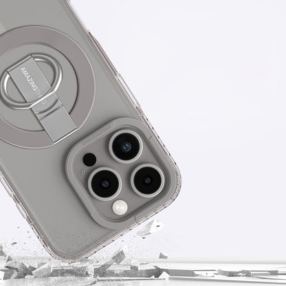 Apple iPhone 16 Pro Kılıf M-safe Şarj Özellikli Yüzük Standlı Amazingthing Titan Pro Serisi Kapak Siyah