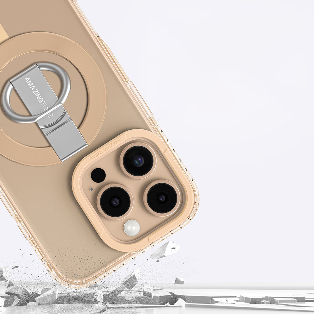 Apple iPhone 16 Pro Kılıf M-safe Şarj Özellikli Yüzük Standlı Amazingthing Titan Pro Serisi Kapak Siyah