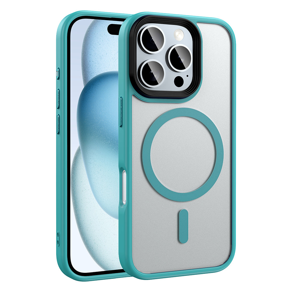 Apple iPhone 16 Pro Kılıf Mat Arka Yüzey Wireless Şarj Özellikli Zore Flet M-safe Kapak Pembe