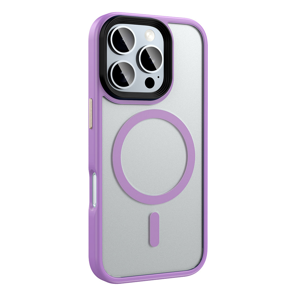 Apple iPhone 16 Pro Kılıf Mat Arka Yüzey Wireless Şarj Özellikli Zore Flet M-safe Kapak Pembe