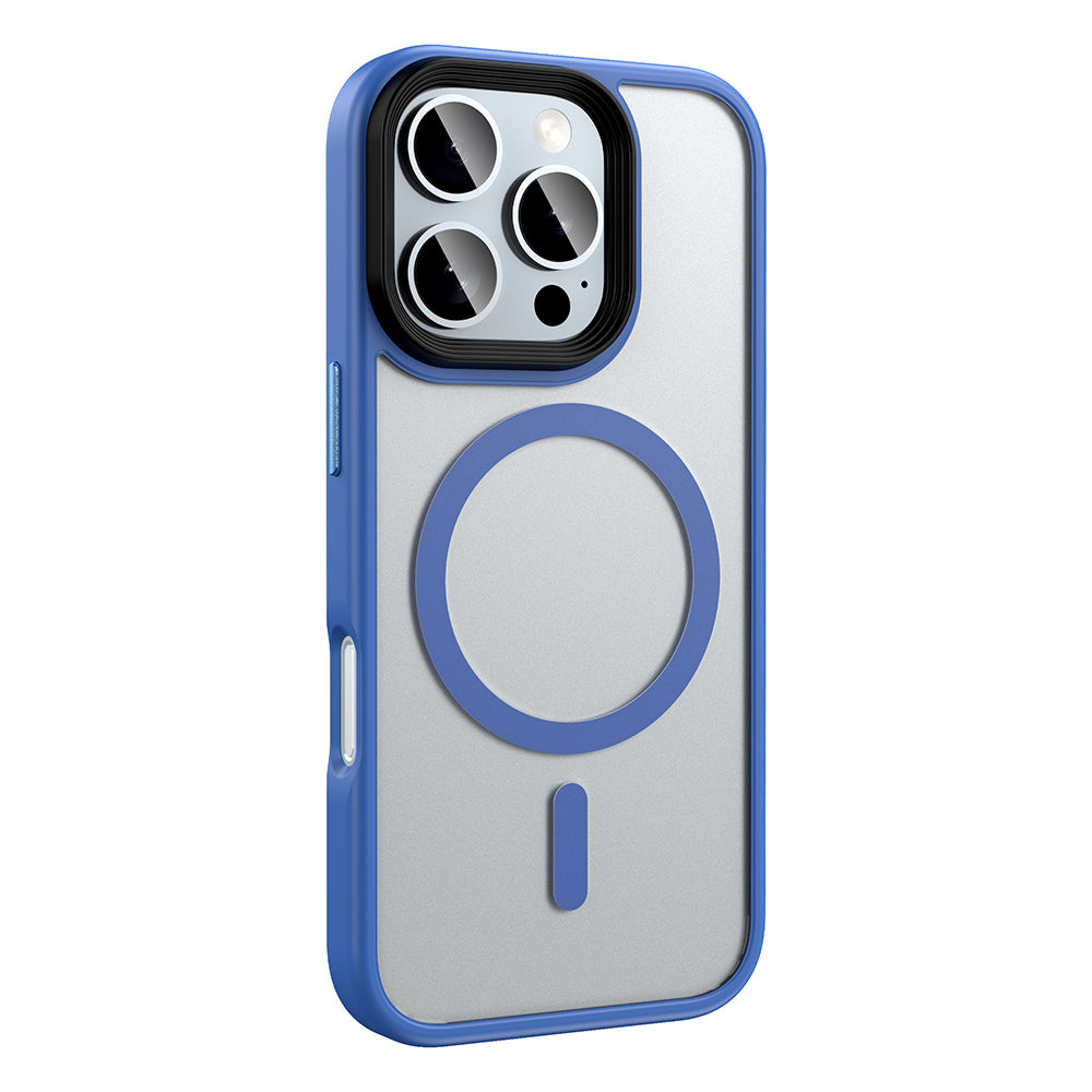 Apple iPhone 16 Pro Kılıf Mat Arka Yüzey Wireless Şarj Özellikli Zore Flet M-safe Kapak Siyah