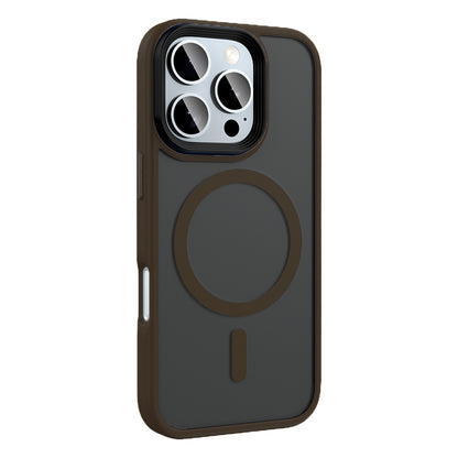 Apple iPhone 16 Pro Kılıf Mat Arka Yüzey Wireless Şarj Özellikli Zore Flet M-safe Kapak Gümüş