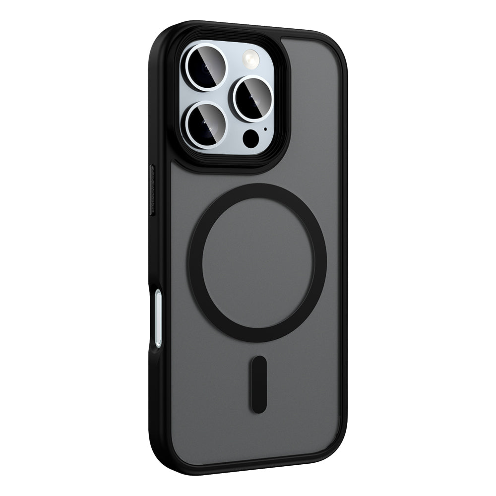 Apple iPhone 16 Pro Kılıf Mat Arka Yüzey Wireless Şarj Özellikli Zore Flet M-safe Kapak Titanyum-Gri