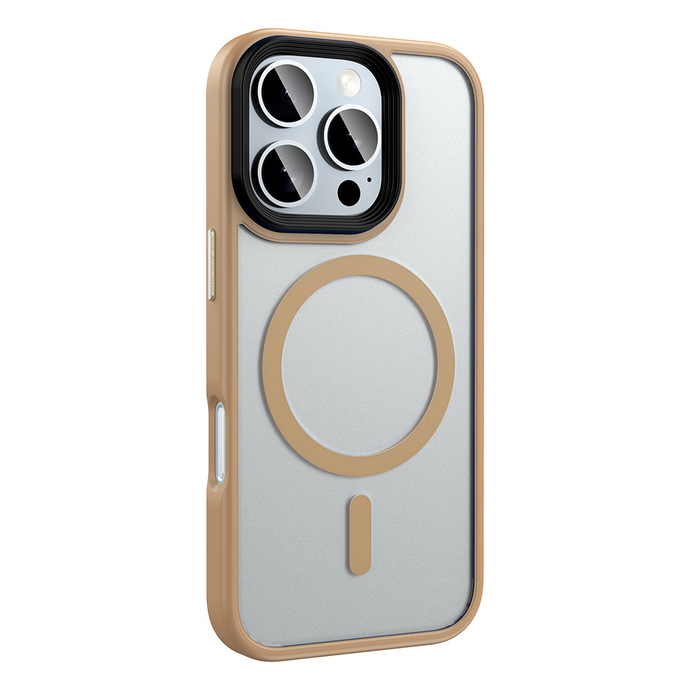 Apple iPhone 16 Pro Kılıf Mat Arka Yüzey Wireless Şarj Özellikli Zore Flet M-safe Kapak Yeşil