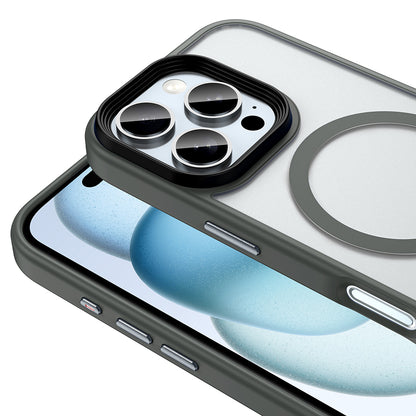 Apple iPhone 16 Pro Kılıf Mat Arka Yüzey Wireless Şarj Özellikli Zore Flet M-safe Kapak Gümüş