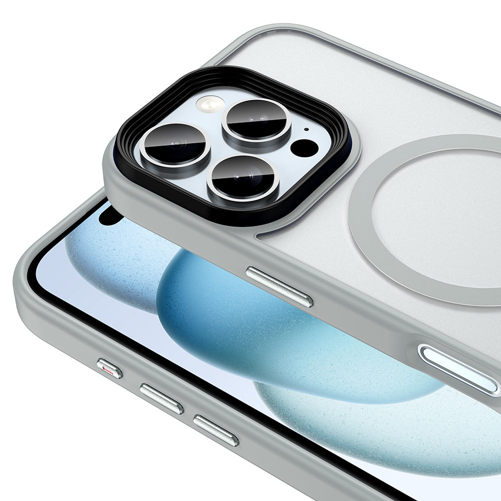 Apple iPhone 16 Pro Kılıf Mat Arka Yüzey Wireless Şarj Özellikli Zore Flet M-safe Kapak Mavi