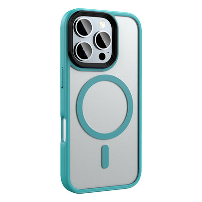 Apple iPhone 16 Pro Kılıf Mat Arka Yüzey Wireless Şarj Özellikli Zore Flet M-safe Kapak Desert Titanyum