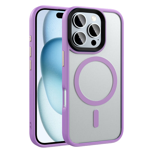 Apple iPhone 16 Pro Kılıf Mat Arka Yüzey Wireless Şarj Özellikli Zore Flet M-safe Kapak Pembe